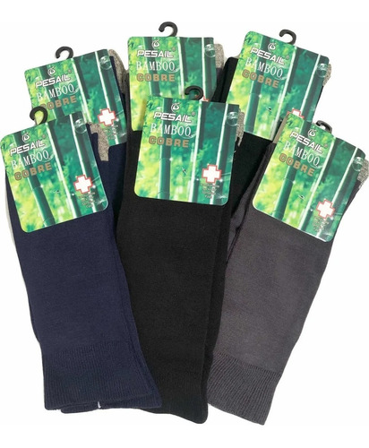 X6 Calcetines Bambú + Cobre Diabetes Sin Costura (sin Puño)