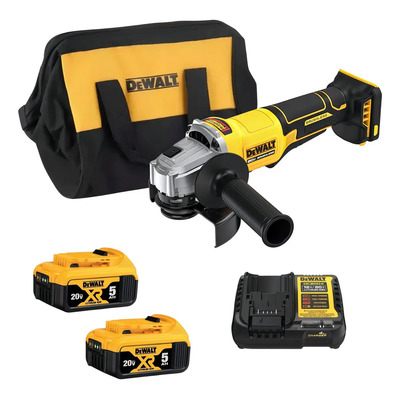 Kit de amoladora angular sin escobillas Dcg408 con 2 baterías de 5 Ah, cargador Dcb1104 y bolsa Dewalt | Meses sin interés