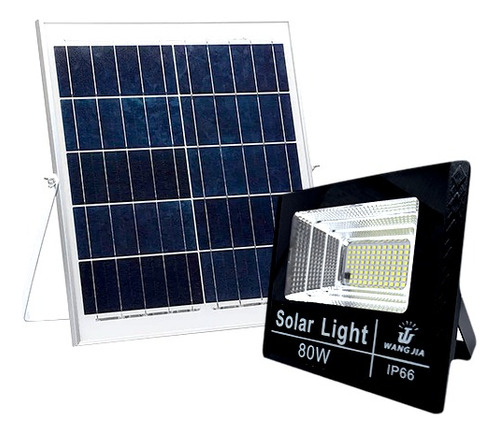Reflector Lampara Solar 80w Led C/panel Alumbrado Exterior 