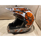 Casco Para Motocross, Airoh Cr 900 Maori, Blanco Y Naranja