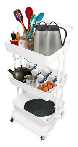 Carrito Organizador De Cocina 3 Niveles Multiusos Blanco