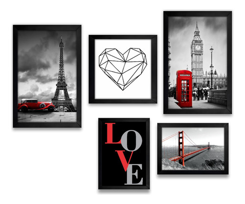 Quadros Decorativos Sala Quarto Copa Paris Londres Love Ys 