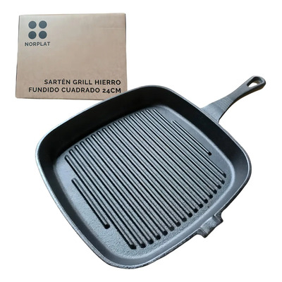 Sartén Bifera Churrasquera Grill Hierro Fundido 24cm Norplat Color Negro | Envío gratis