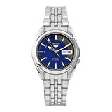 Seiko 5 Automático Con Esfera Azul De Plata Del Acero Inoxid