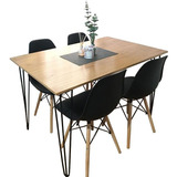 Juego De Comedor La Gala Furnitures Eames Legs Color Negro Con 4 Sillas Mesa De 120cm De Largo Máximo X 80cm De Ancho X 72cm De Alto