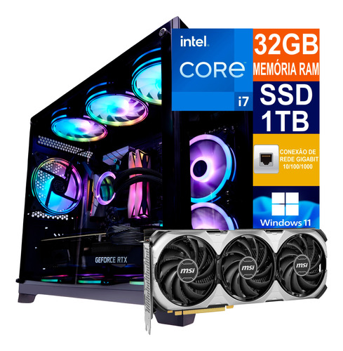 Pc Gamer Cpu I7 14700kf, Ssd 1tb, 32gb Ddr5, Rtx 4070ti 12gb