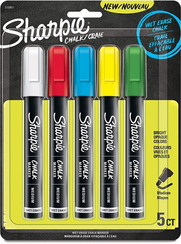 5 Marcador De Tiza Sharpie Chalk Vidrio Pizarra Pizarron