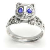 Anillo Gato Plata Genuina 925 Para Dama Cristales Swarovskis