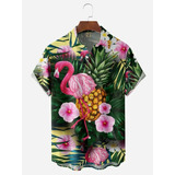 Camisa Hawaiana Unisex De Flamenco Tropical, Camisa De Playa