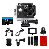 Camara Video Resistente Agua Casco Moto Bicicleta + Sd 32gb