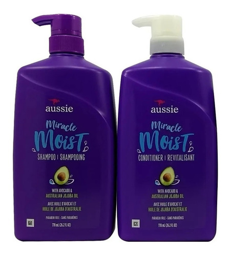Kit Aussie Miracle Moist Shampoo + Condicionador 778ml Cada