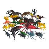 Kit Animais De Borracha Cavalos Insetos Selva E Dinossauros