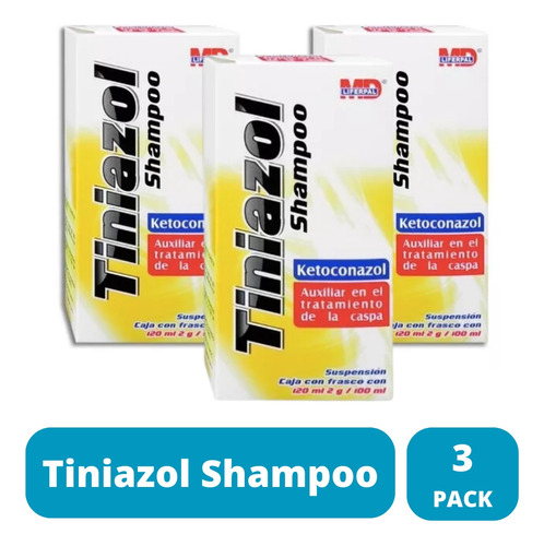 Shampoo Para Caspa Seborrea Alopecia Tiniazol 120 Ml 3 Pack