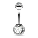 Piercing Ombligo Titanio 14g Con Cz Transparente Oufer - Joy