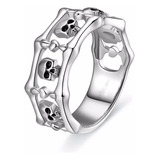 Anillo Plateado Con Forma De Calavera Hueca Para Hombre, Dis