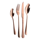  Set X 24 Cubiertos Acero Inox Kremer New York Gold Rose