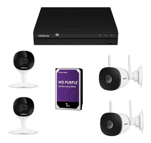 Kit 4 Câmeras Infra 10 Wifi Sf Imx Full Hd Nvr Intelbras 1tb