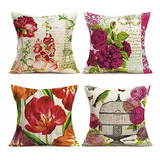 Vintage Rose Flowers Throw Pillow Fundas Rústico Romá...