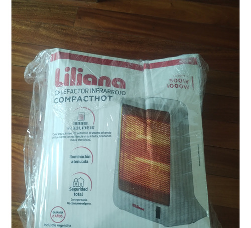 Calefactor Infrarrojo Liliana Compact Hot 1000w En Caja