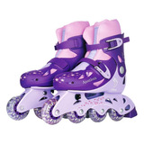 Patins Roller In Line Roxo Menina C/ Acessórios 30 A 33