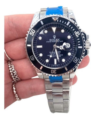 Relógio Masculino Rolex Submariner Prata Com Preto