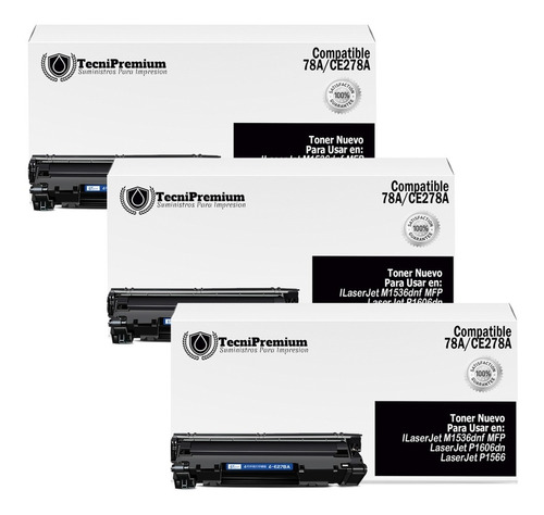 Pack 3 Toner Generico Ce278a 78a Impr M1536dnf P1606dn P1566