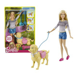 Muñeca Barbie Modelo Paseo De Perrito