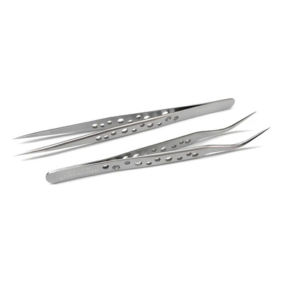 Pinzas Para Extensiones De Pestañas Nagaraku (curva Y Recta) Color Plateado | MercadoLibre