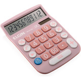 Calculadora Mesa Feminina Rosa 12 Digitos Solar Bat Elgin