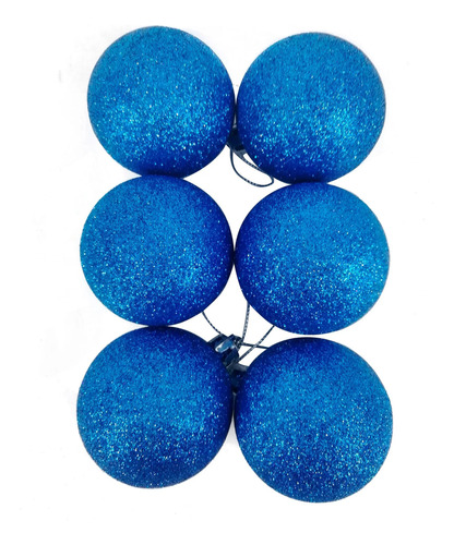 Bola 6cm X12und Azul Escarcha Navidad