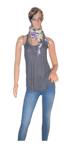 Jazmin Chebar Musculosa Basica De Algodon Gris Tipo Morley