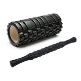 Kit Liberação Miofascial Foam Roll Rolo Massagem E Bastão