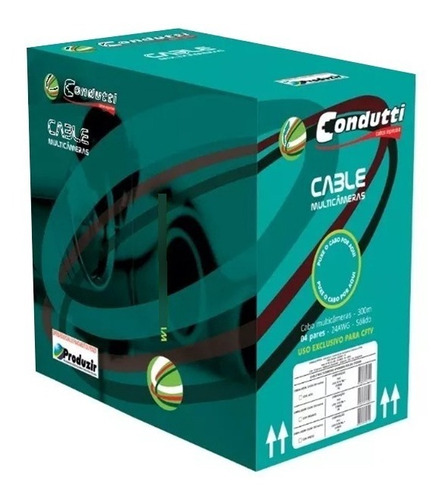 Caixa Cabo De Rede Preto 300 Metros Multicameras Cftv 24 Awg