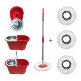 Balde Inox Spin Mop Centrifuga Giratória  3 Refil Esfregão