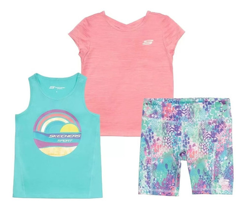 Conjunto De 3 Piezas Para Verano Para Niñas Skechers