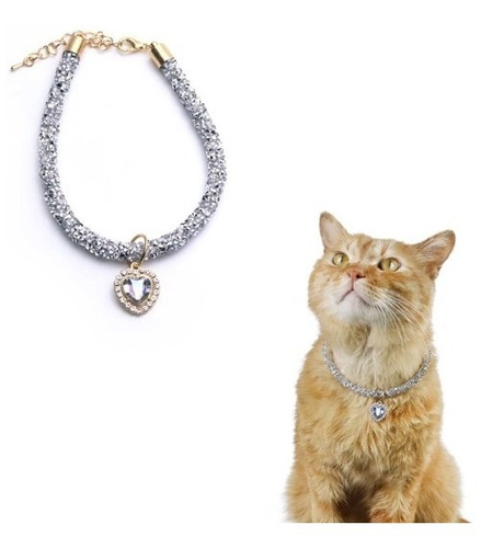 Collar De Lujo Con Colgante De Cristal De Corazón Perro Gato