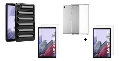 Funda Puffer + Transparente Tablet A7 Lite 8.7 + 2 Vidrios