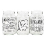 Set X6 Vasos Frasco Vidrio Decorados Surtido Licuados Jugos