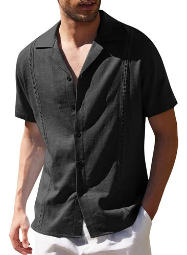 Camisas Guayabera Con Botones De Manga Corta Para Hombre (cu