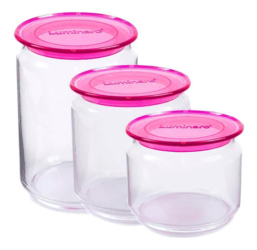 Set 3 Frascos Tapa Plana Apilable Pot Jar Luminarc 