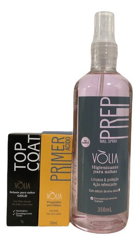 Kit Volia Primer Acido +  Prep 350ml +top Coat A Sua Escolha