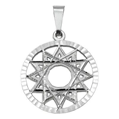 Dije Estrella 12 Puntas Plata 925 Acabado Diamantado Bissier Plateado