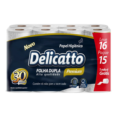 Papel Higiênico Folha Dupla 30m Delicatto 16 Unidades | MercadoLivre
