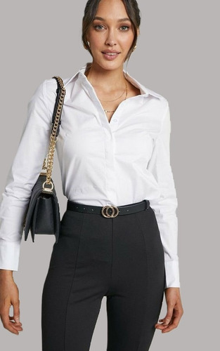 Camisa De Mujer Entallada Blanca Oficina Elegante