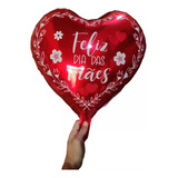 50 Balão Coração Feliz Dia Mães Te Amo Vermelho 45cm Atacado