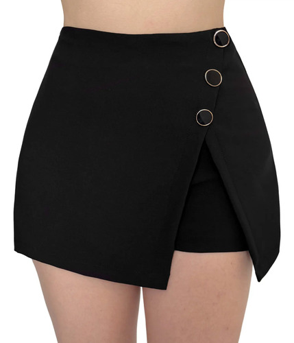 Short Falda Mujer Botones Golden Touch Abertura Asimétrica