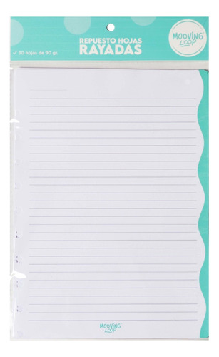 Repuesto Cuaderno Inteligente Mooving Loop 30 Hojas Rayadas Color Rayada Borde Verde