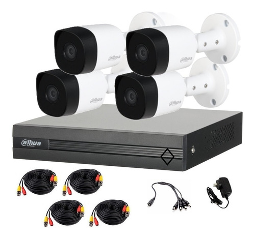 Kit Circuito Cerrado 4 Camaras 2mp Metalicas Dvr 1080n Alertas Celular  P2p  H265+ 