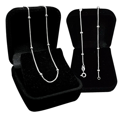 Conjunto Pulseira Tornozeleira Feminina Prata 925 Veneziana 