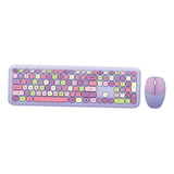 Mini Teclado Lindo Multicolor Inalámbrico 2.4g Con Púrpura